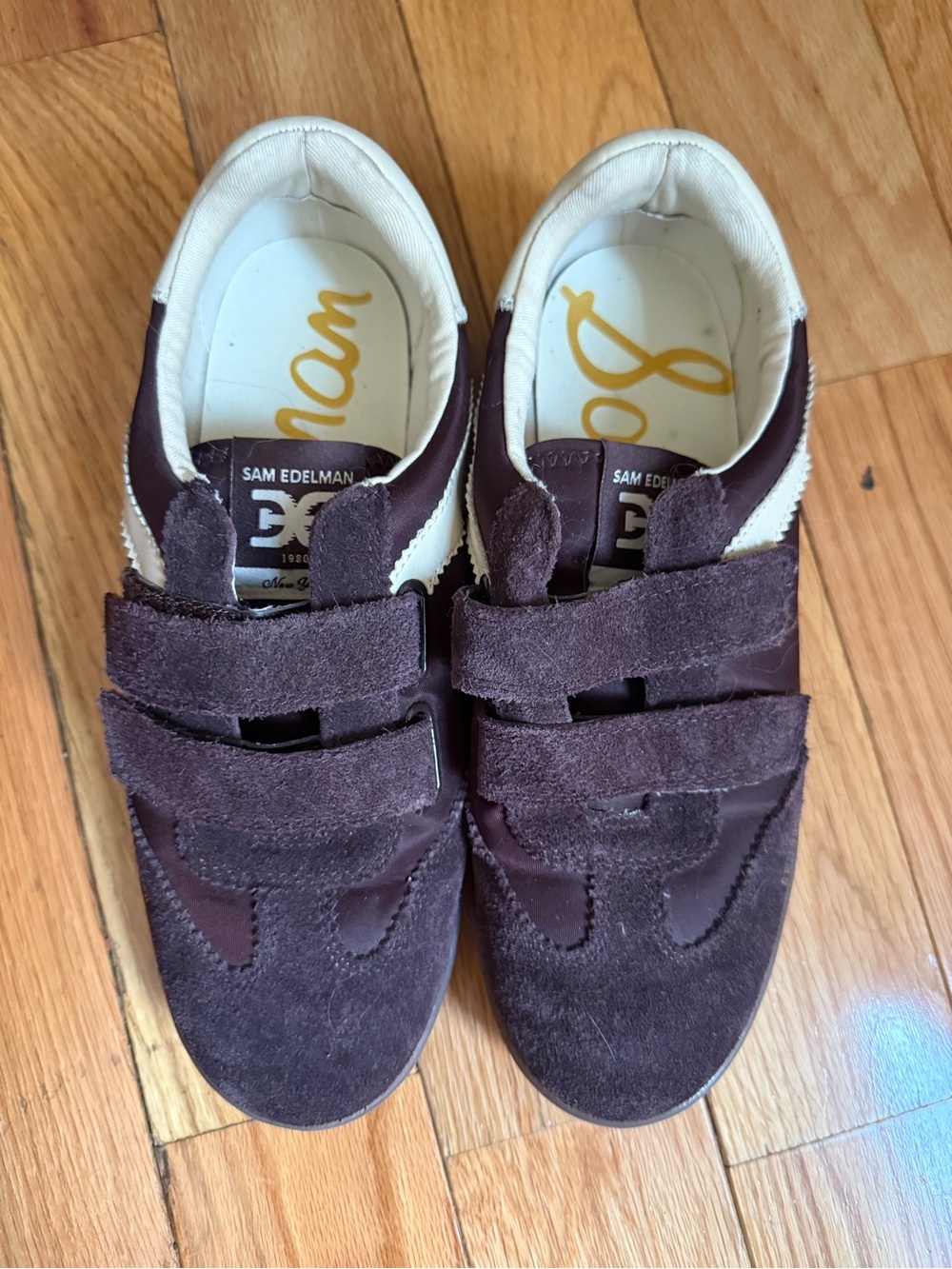 Sam Edelman Brown Suede Double-Velcro Sneakers